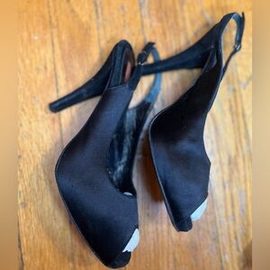 Via Spiga Elegant Black Satin Women's Slingback Heels